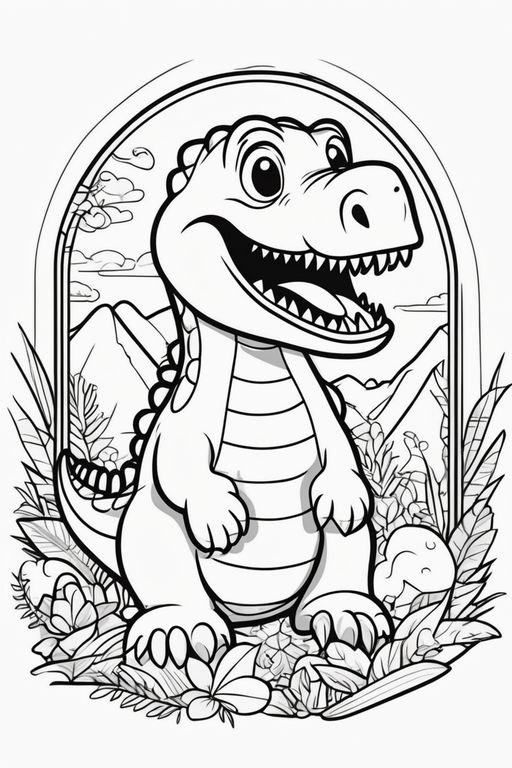 Coloring page dinosaur white background