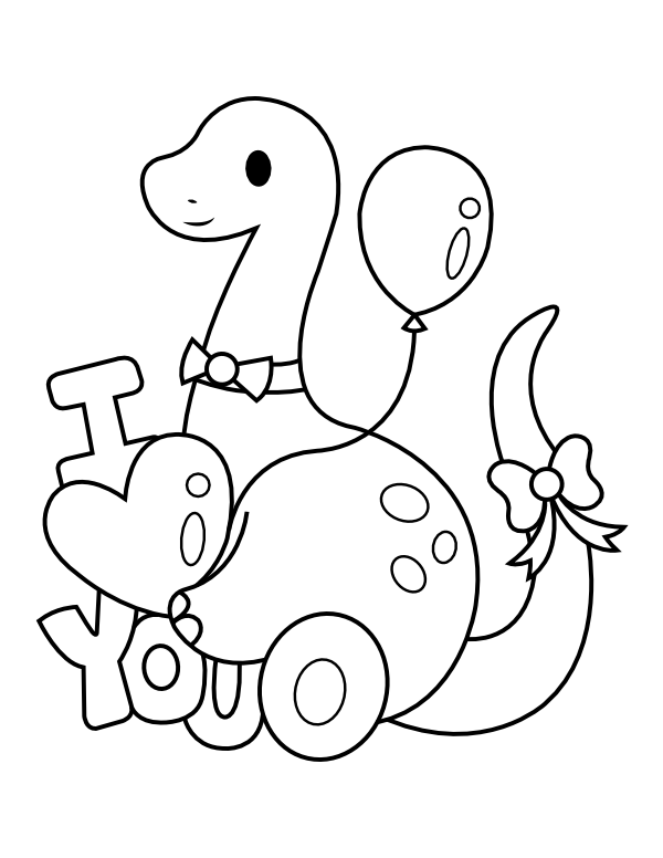 Printable dinosaur i love you coloring page