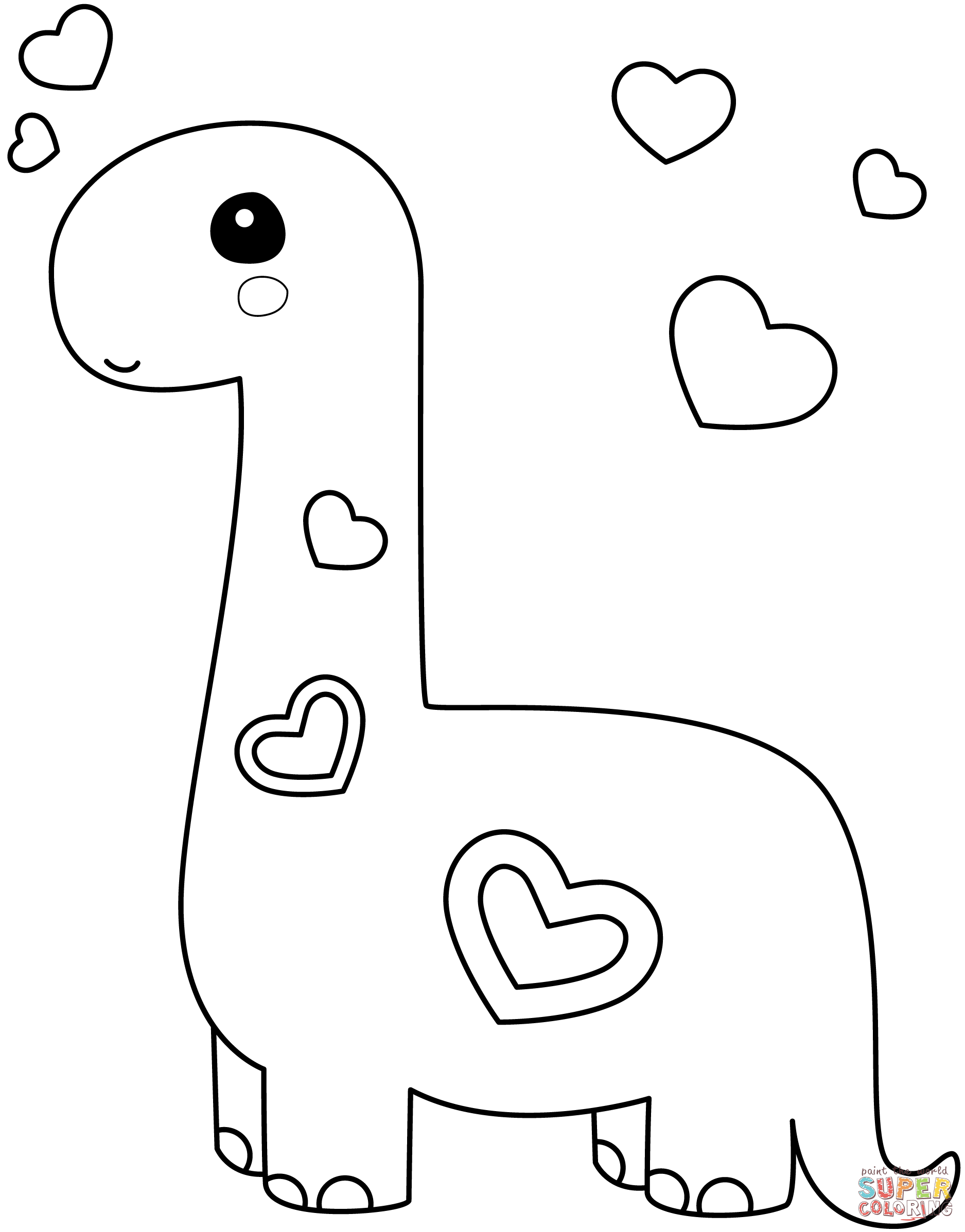 Kawaii dinosaur coloring page free printable coloring pages