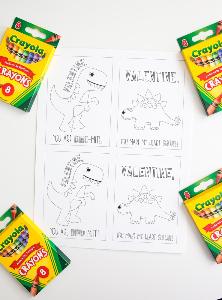 Dinosaur valentine cards free printable