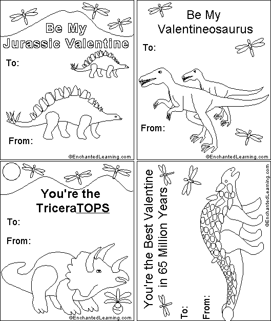 Dinosaur valentine cards