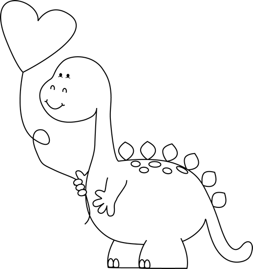 Black and white valentine dinosaur with balloon valentines day coloring page valentine coloring pages valentines day coloring