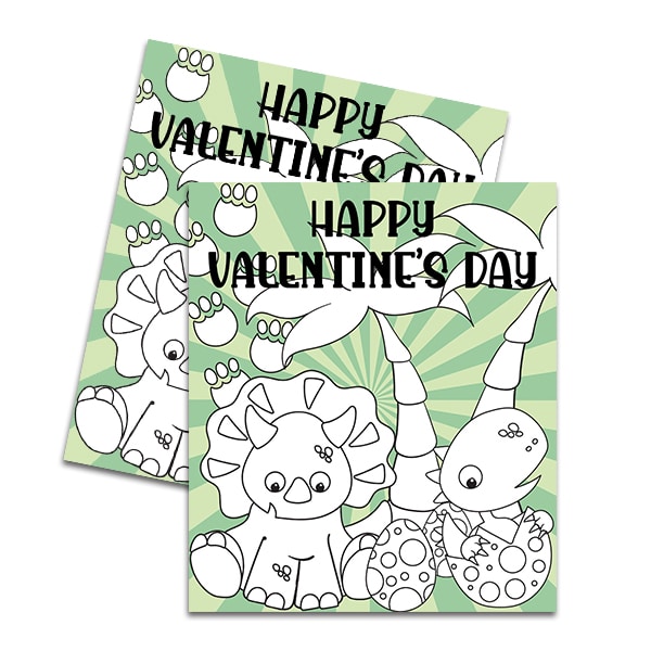 Dinosaur printable color your own valentine cards