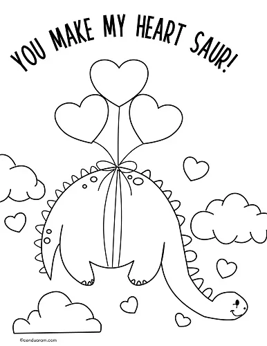 Dinosaur valentines coloring pages â cenzerely yours