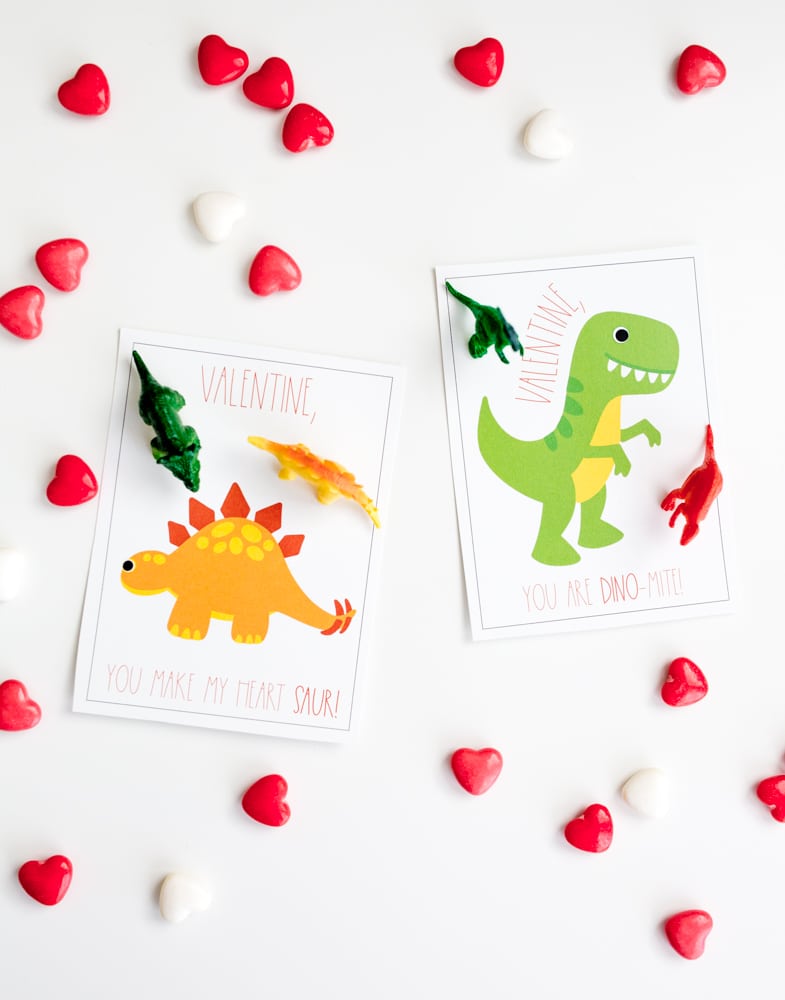 Dinosaur valentine cards free printable