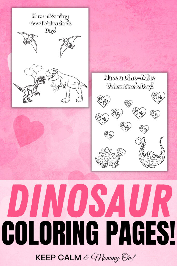 Dinosaur valentines coloring pages