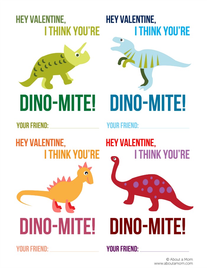 Free printable dinosaur valentines