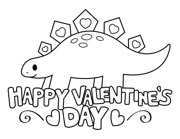 Printable stegosaurus valentines day coloring page