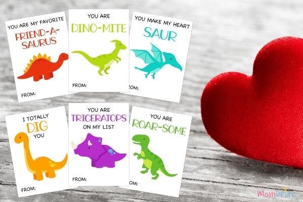 Free printable dinosaur valentines day cards for kids