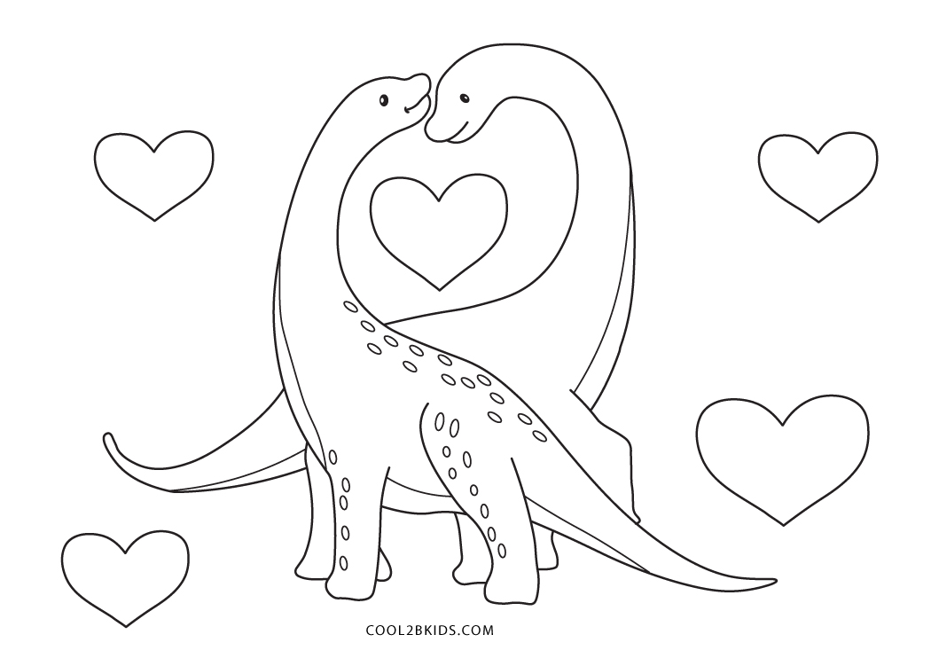 Free printable dinosaur valentines day coloring pages for kids