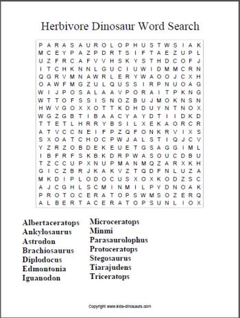 Dinosaur word search