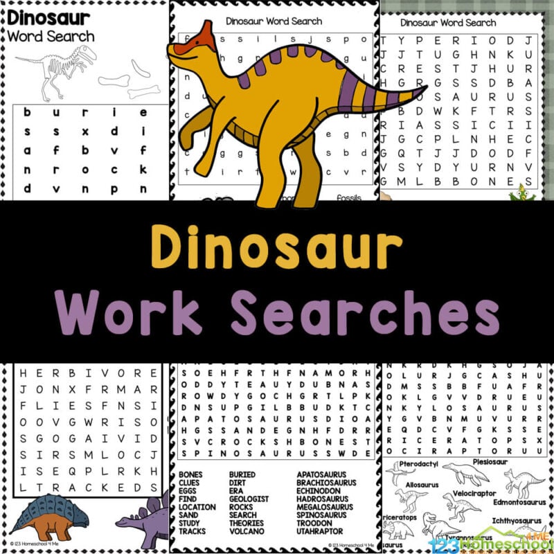 Free printable dinosaur word searches for kids