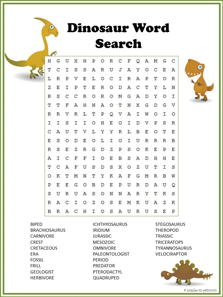 Free printable dinosaur word search dinosaur puzzles for kids pirate words