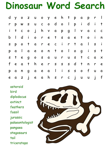 Dinosaur word search puzzles