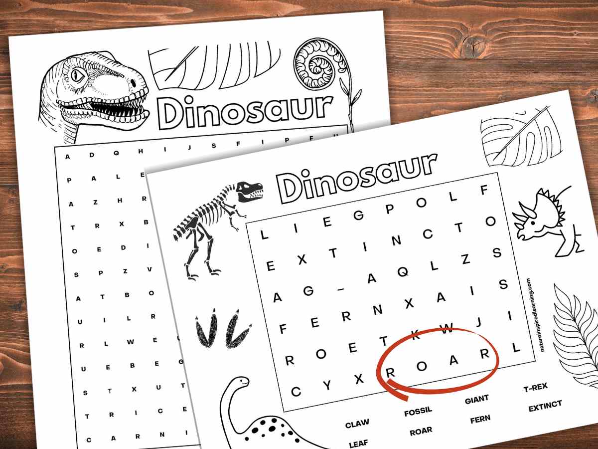 Dinosaur word searches