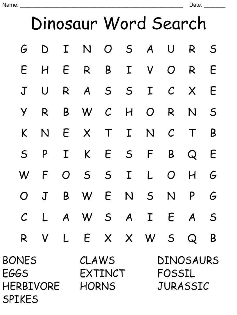 Dinosaur word search