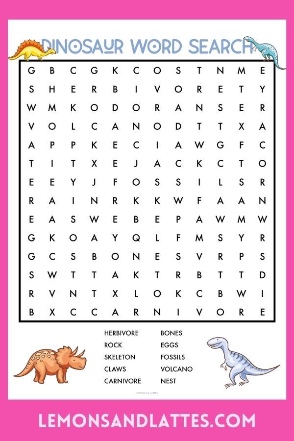 Dinosaur word search printables printable activities for kids dinosaur printable activities