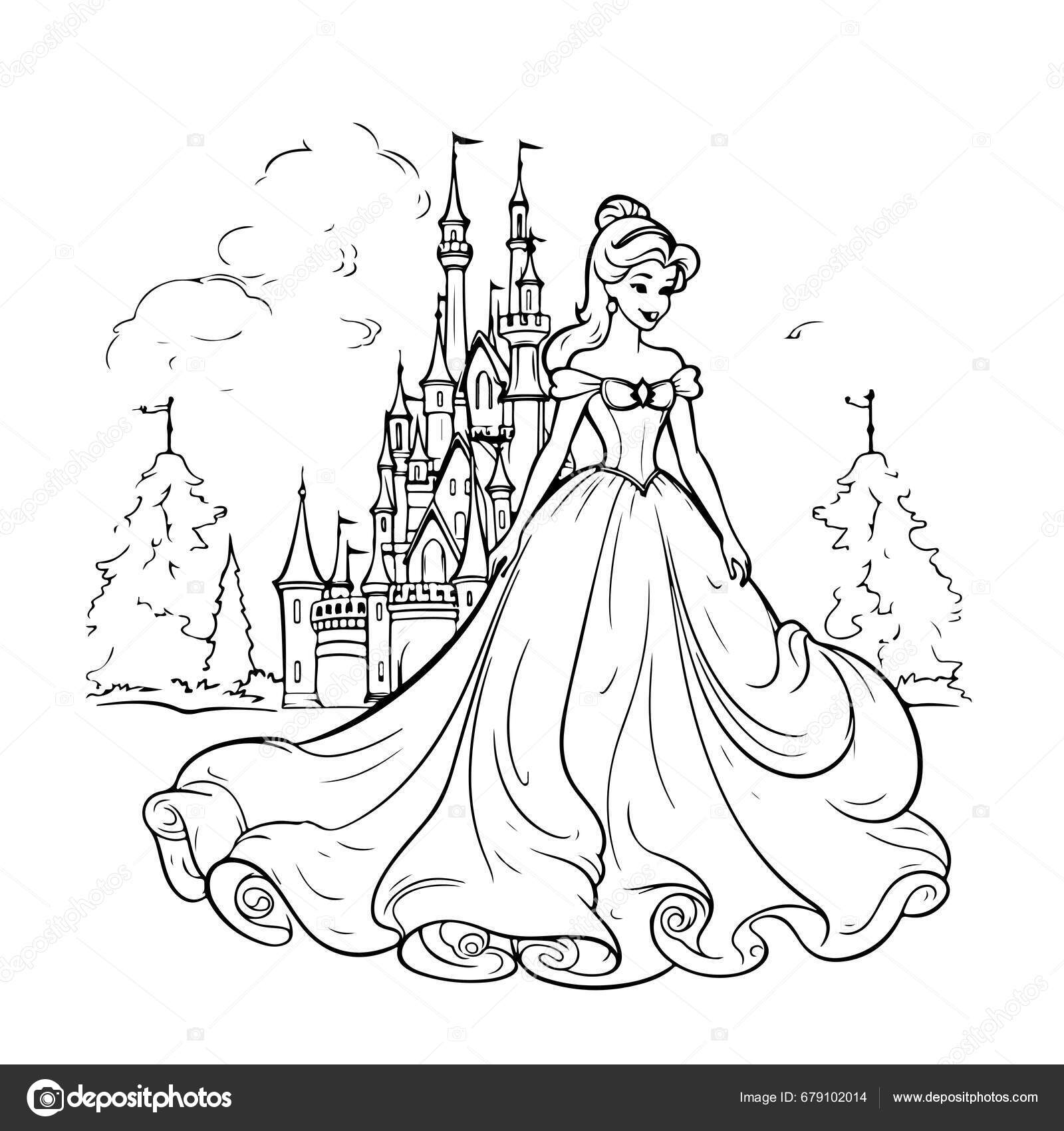 Illustration princess castle coloring book stock vector by veronikam