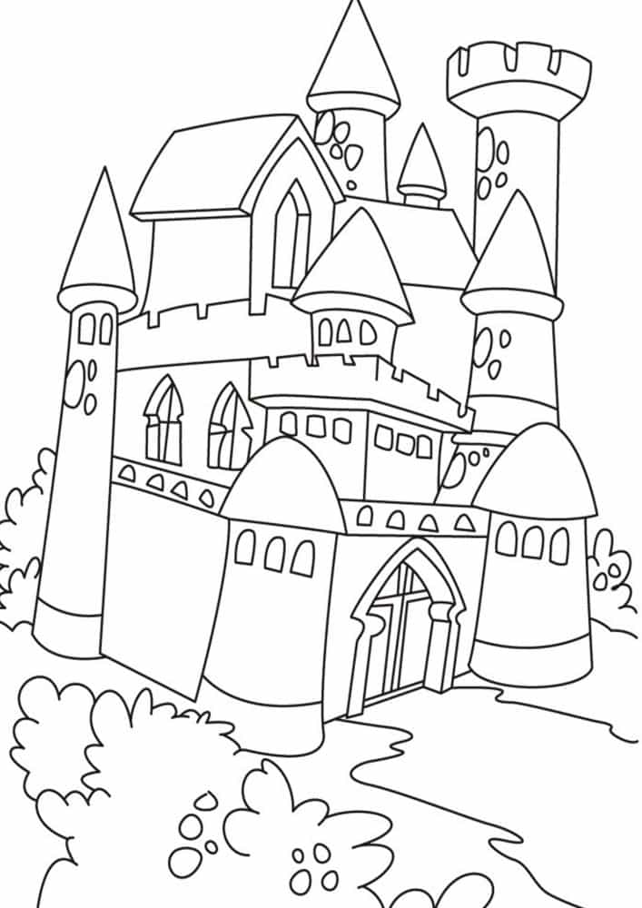 Free easy to print castle coloring pages