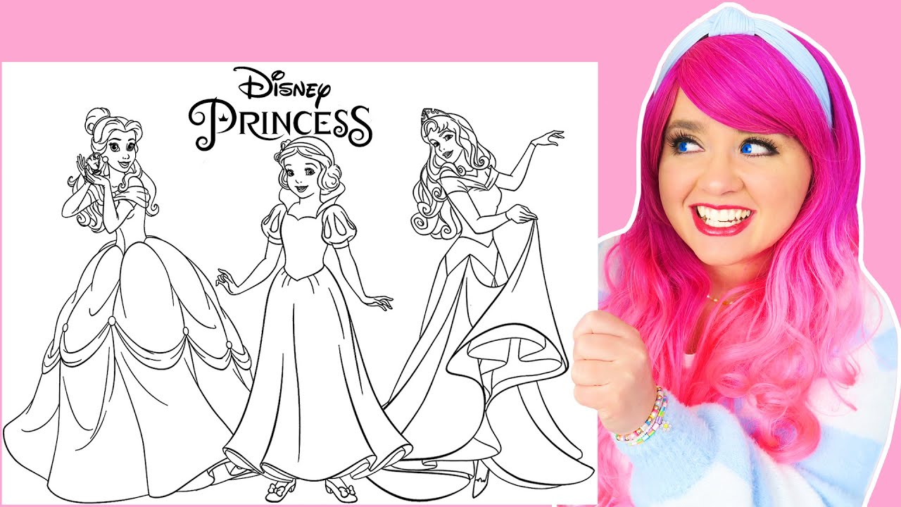 Coloring disney princess belle aurora snow white coloring pages prisacolor arkers