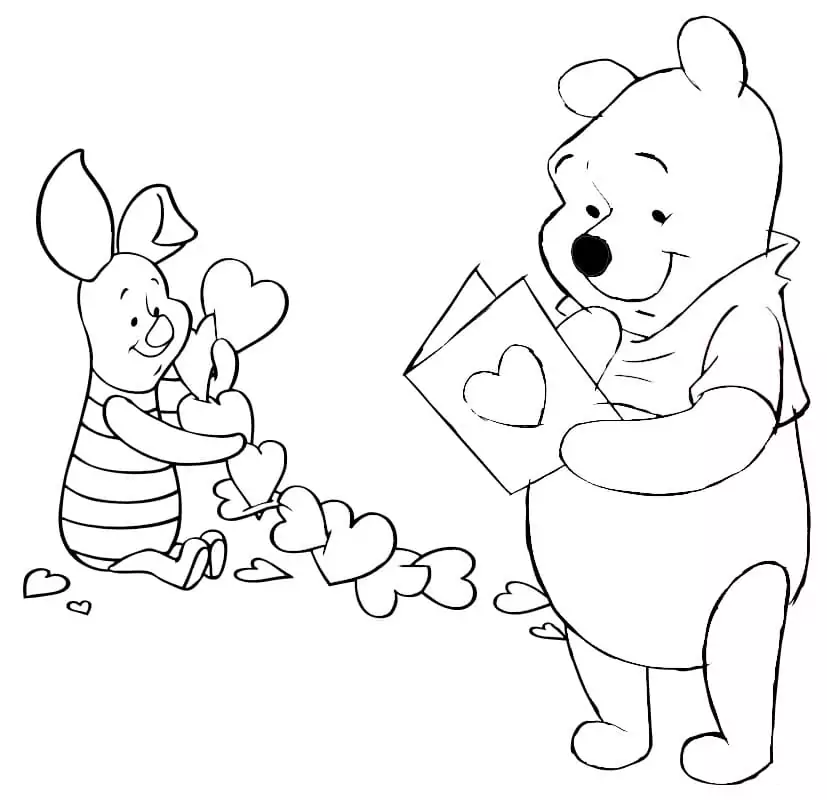 Pooh disney valentine coloring page