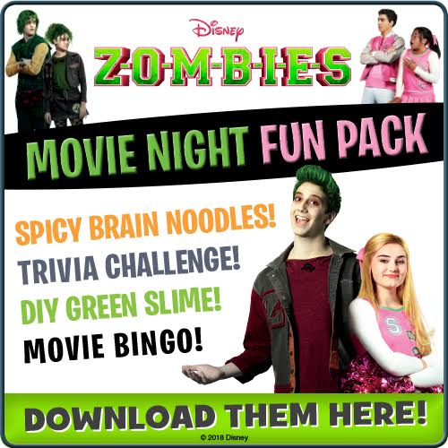 Zombies movie night fun printable activity pack â