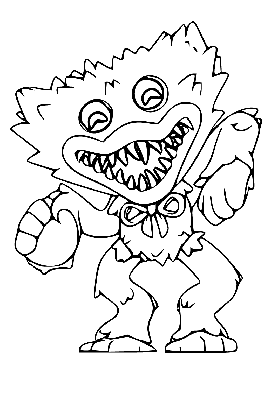 Free printable huggy wuggy monster coloring page for adults and kids