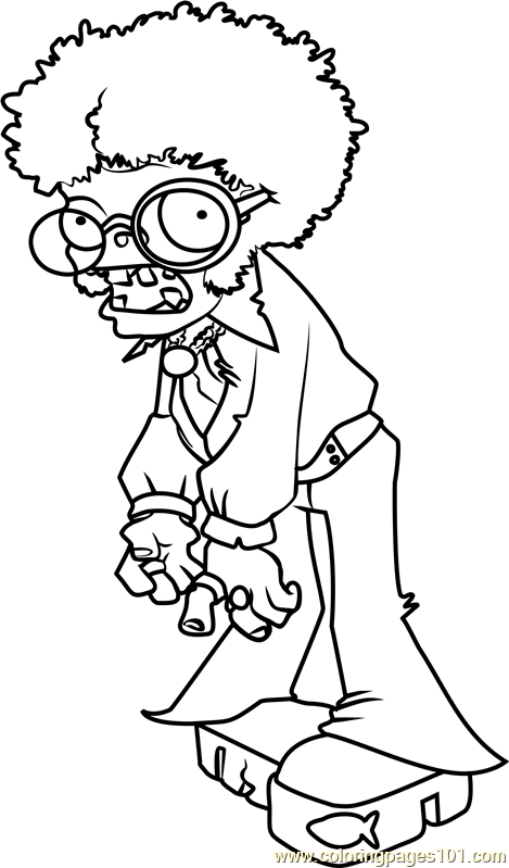 Dancing zombie coloring page for kids