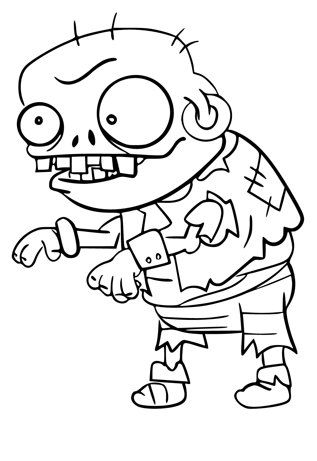 Free printable zombie funny coloring page for adults and kids