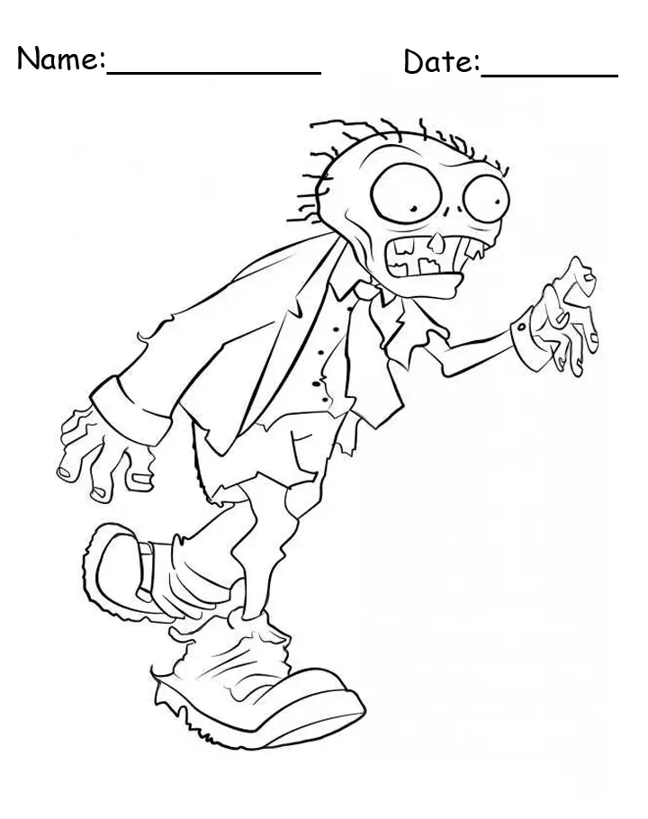 Zombie printable halloween coloring page