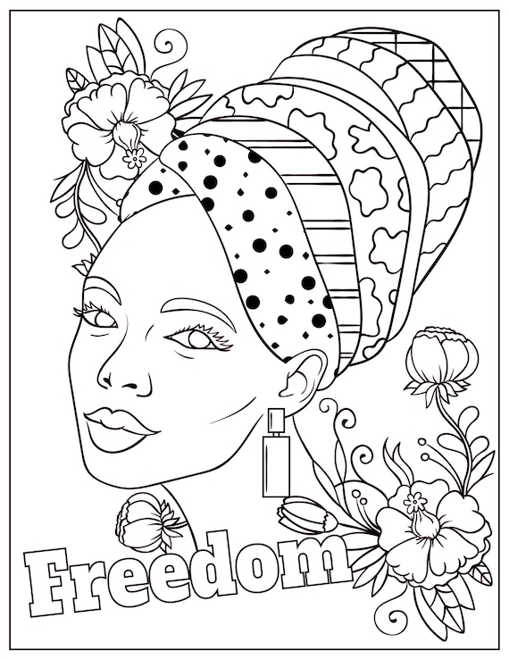 Freedom coloring page printable coloring page black girl coloring pages