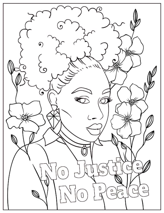 No justice no peace black girl coloring pages printable coloring page