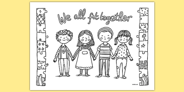 We all fit together mindfulness coloring sheet