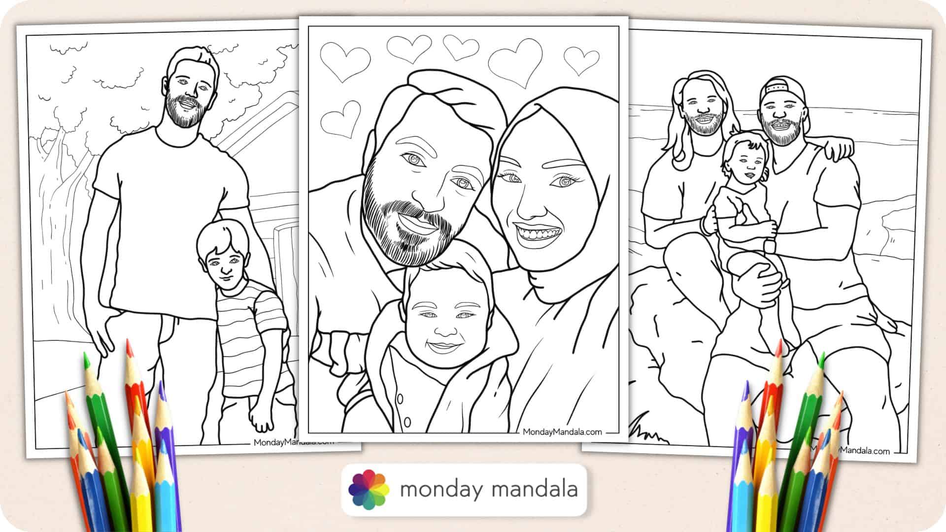 Family coloring pages free pdf printables