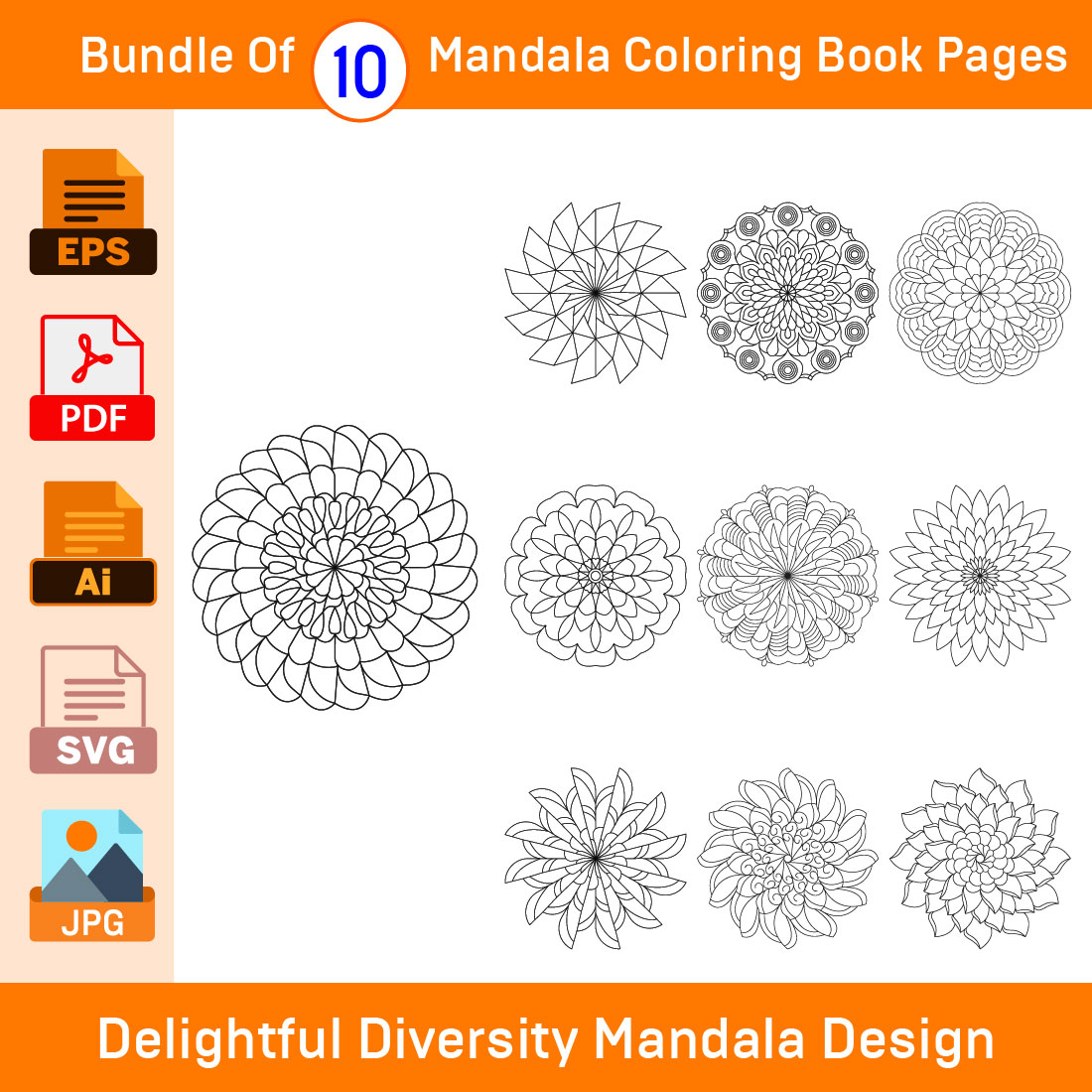 Bundle of delightful diversity mandala for kdp coloring book interior pages