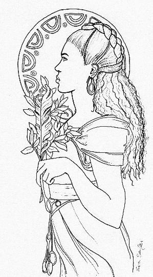 Colouring page diverse art nouveau lady