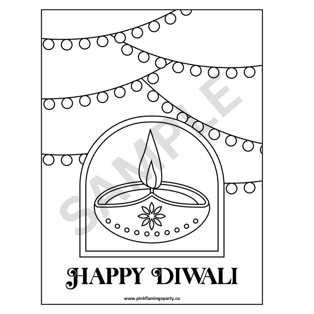 Happy diwali loring sheet â pink flamingo party