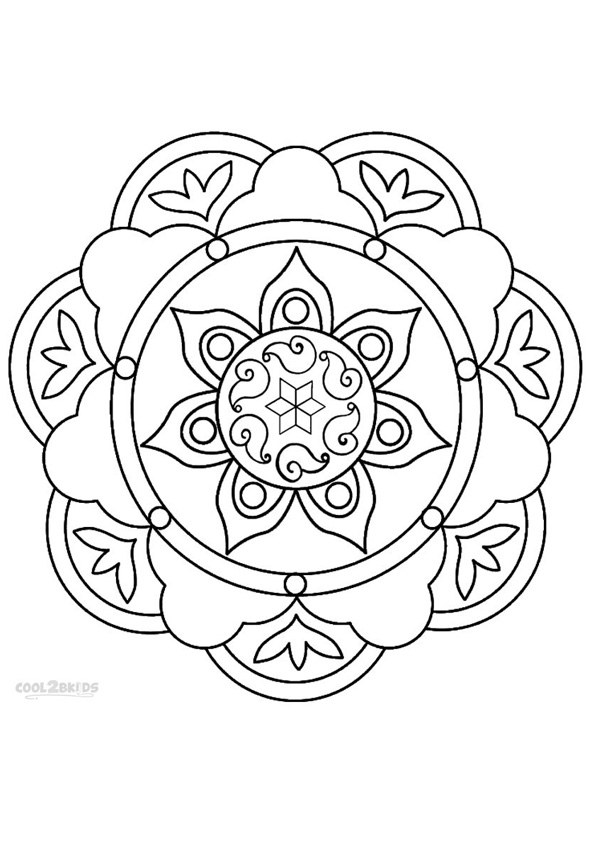 Coloring pages printable diwali rangoli coloring pages for kids