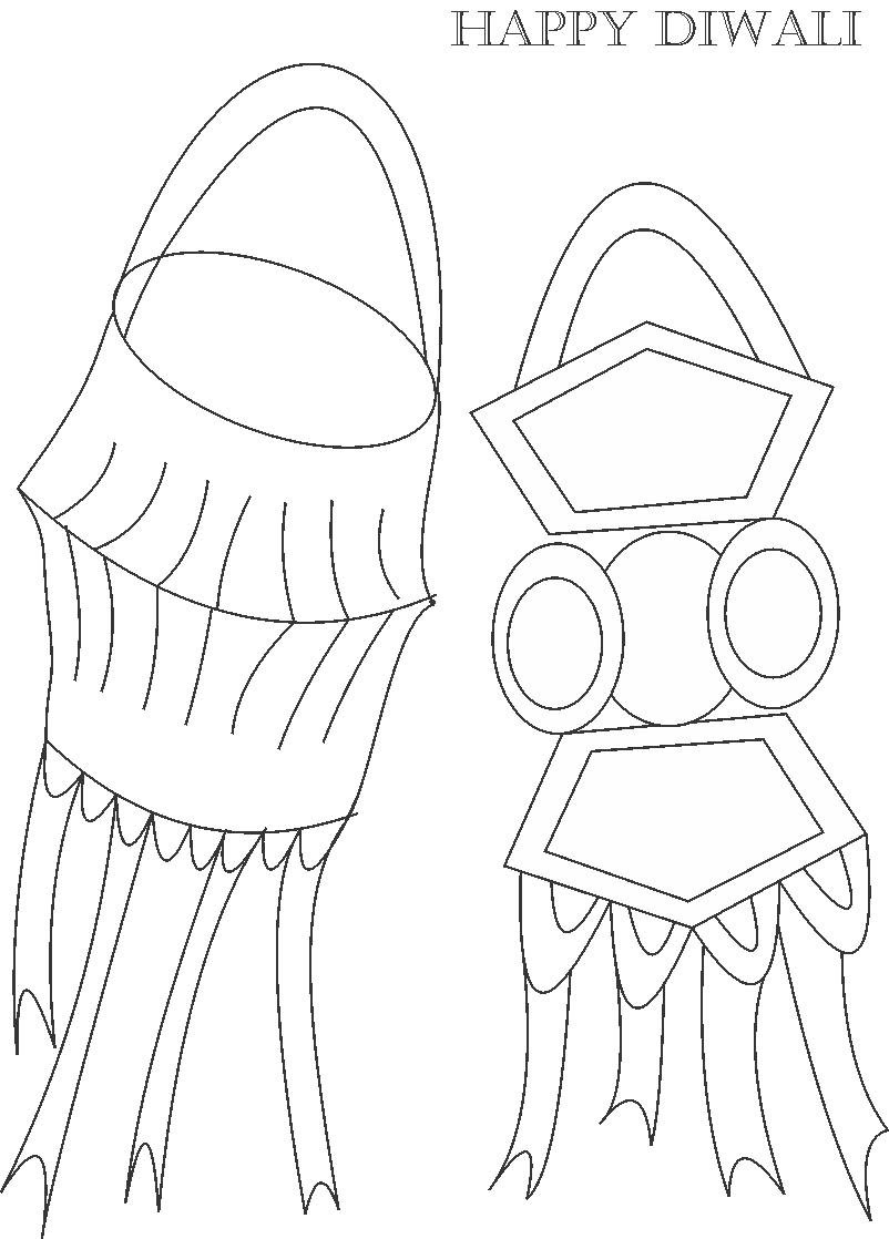 Decorative items of diwali coloring page