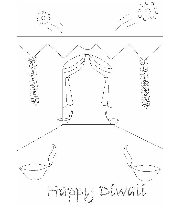 Diwali printable coloring page for kids