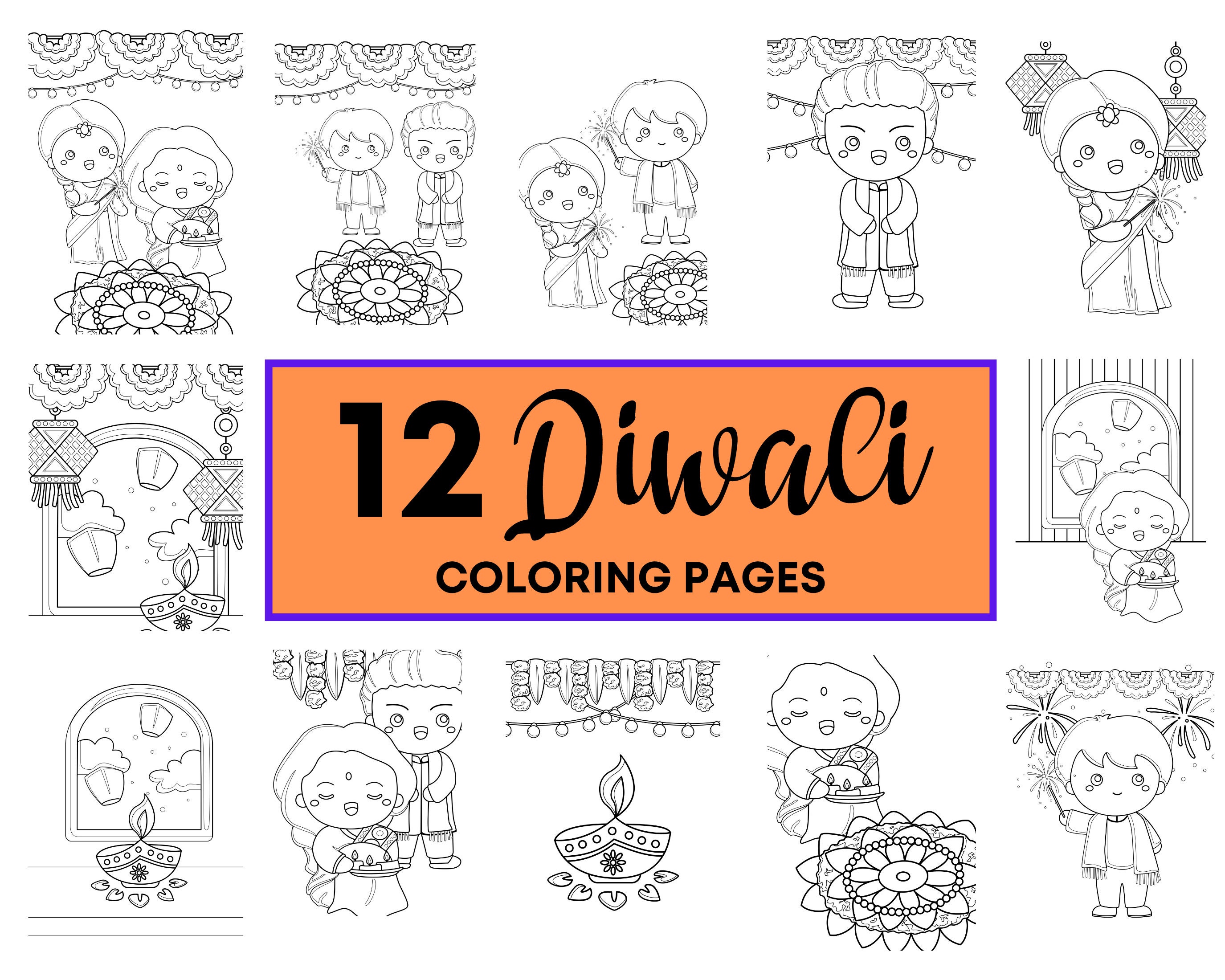 Diwali coloring sheets instant download happy diwali diwali activity sheets for kids festival of lights coloring pages