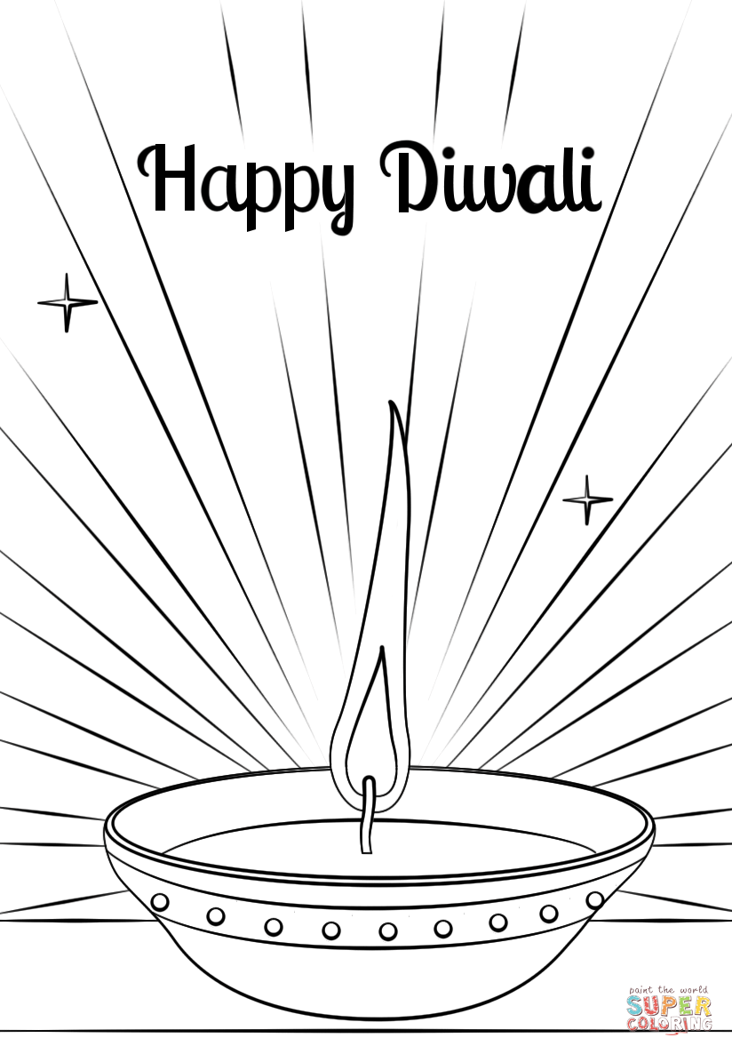 Diwali diya coloring page free printable coloring pages