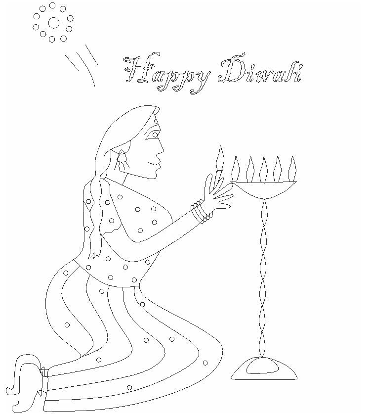 Diwali printable coloring page for kids