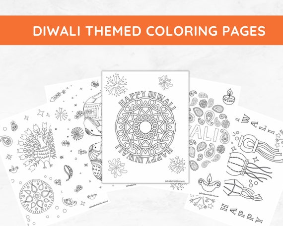 Diwali coloring pages bundle printable diwali coloring pages for kids diwali activity printable diy festival coloring sheets set of