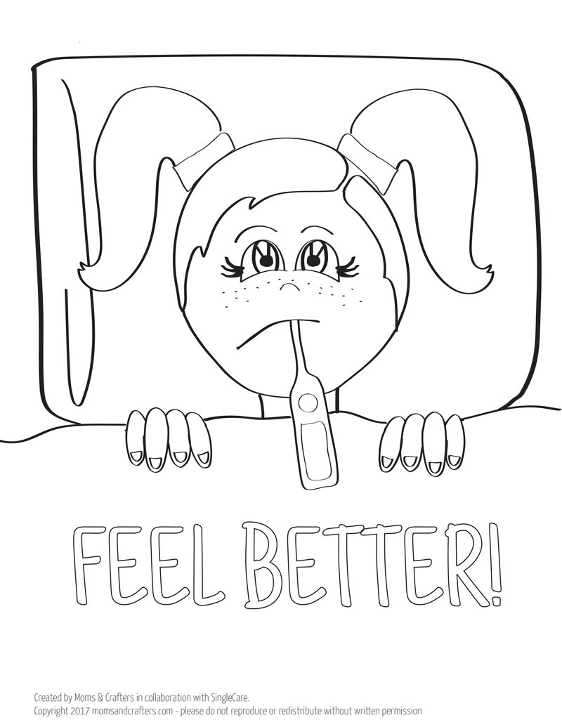 Sick day coloring page for kids moms and crafters