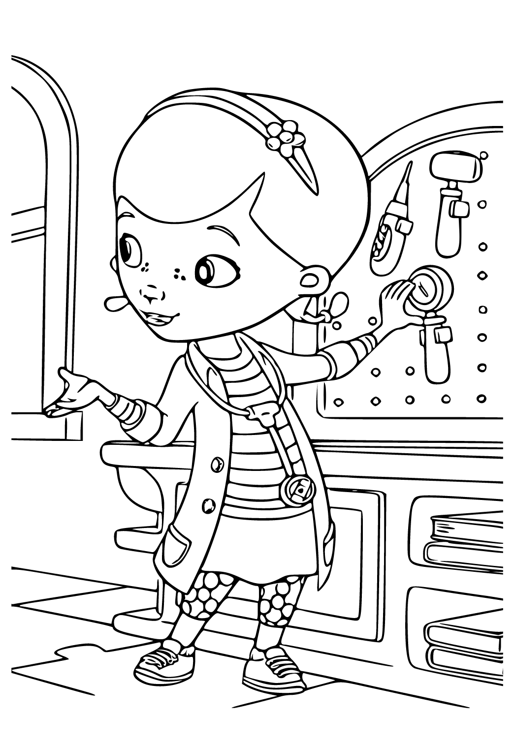 Free printable doc mcstuffins equipment coloring page for adults and kids