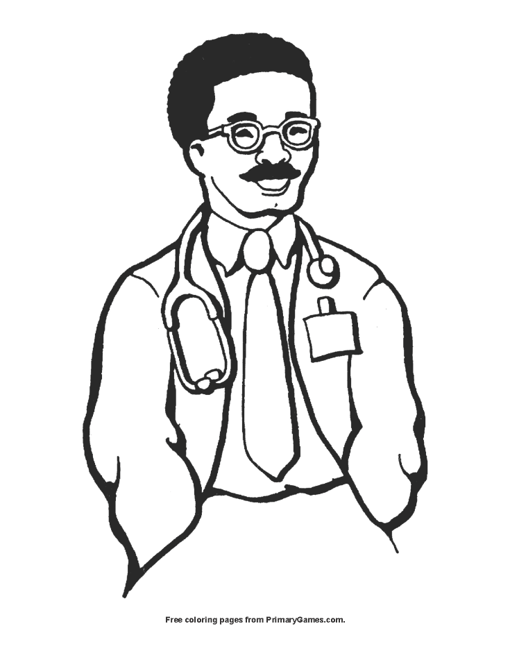 Smiling doctor coloring page â free printable pdf from