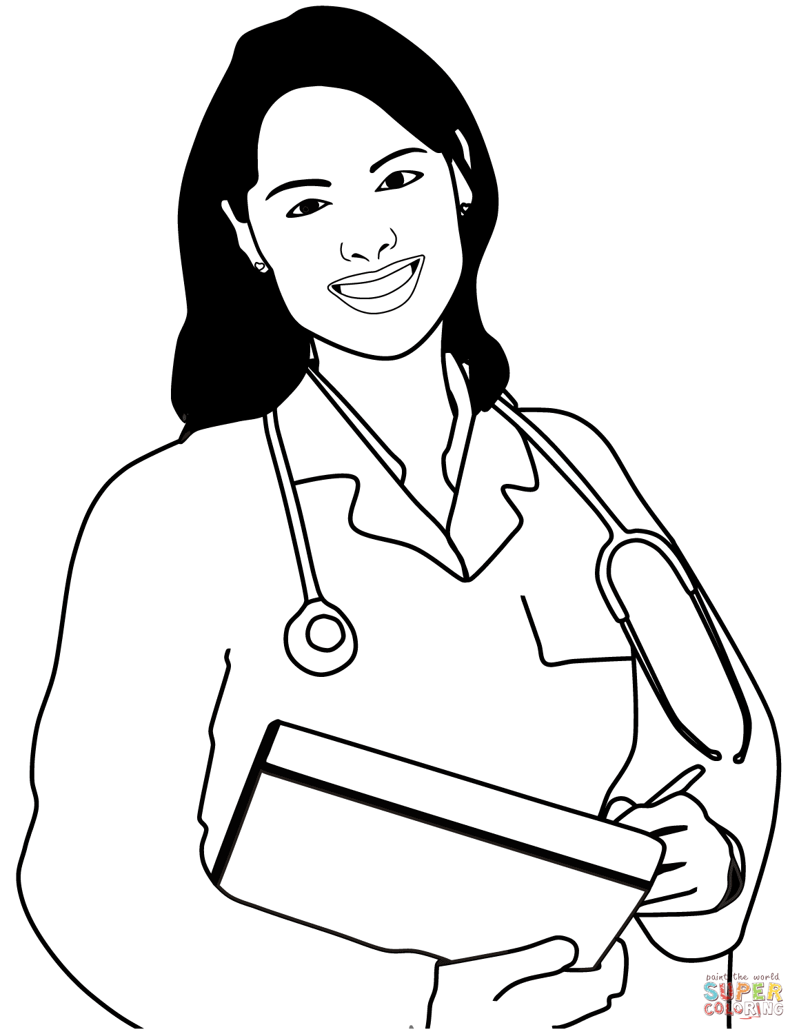 Female doctor coloring page free printable coloring pages