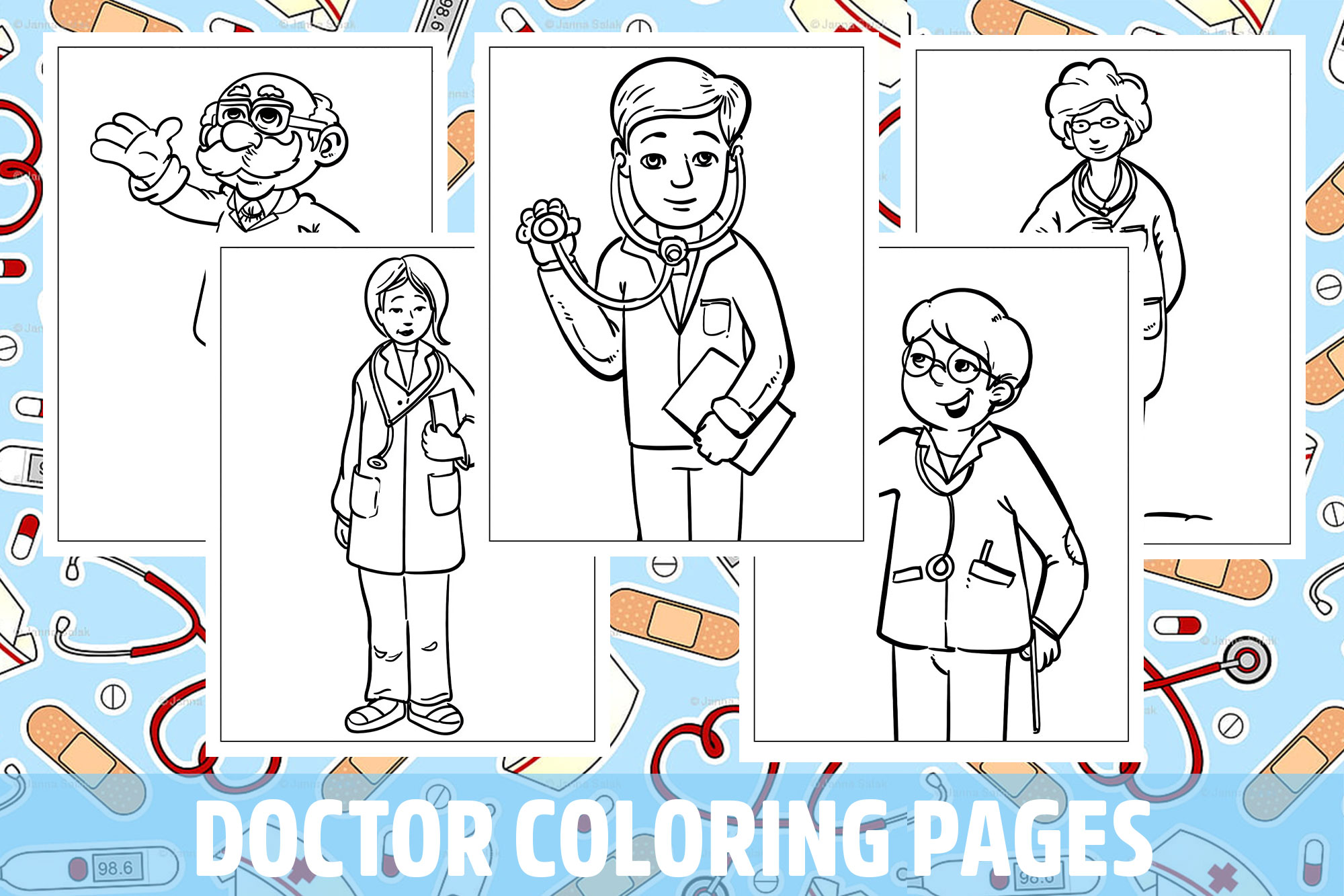 Doctor coloring pages for kids girls boys teens birthday school activity made by teachers