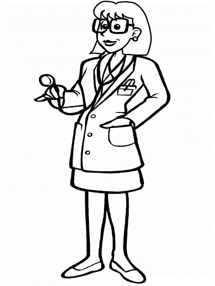 Female doctor coloring page